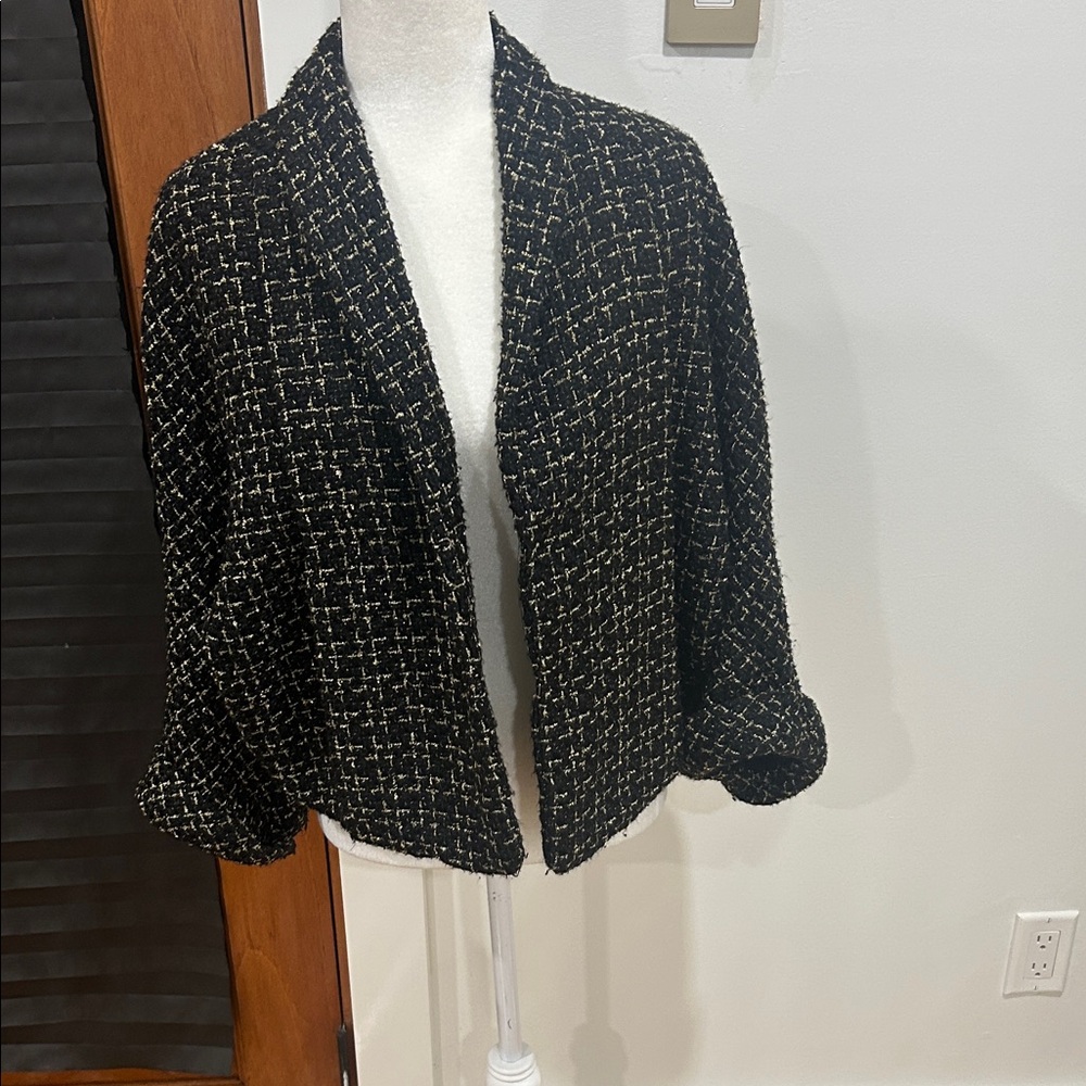 Badgley Mischka Black and Gold cape Jacket